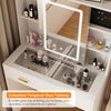Vanity Set Makeup Dressing Table LED Lights and Slid Mirror 2 Drawer Cabinet