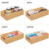 BAMBOO WOOD FOOD STORAGE BOX TRAY ORGANIZER TIDY BIN GRIP HANDLE CUPBOARD SHELF