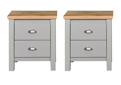 Eaton 2x Bedside Cabinet Bedroom Furniture Nightstand Table 2 Drawer Grey Oak