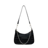 Retro Alligator PU Leather Underarm Totes Women Chain Shoulder Bag (Black)