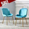 Velvet Dining 2 Chairs Golden Finish Metal Legs Modern Living Room Chair