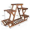 6 Tiered Stable Triangular Structure Wood Plant Stand Shelf Outdoor Corner Rack