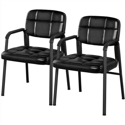 2pcs Reception Chairs PU Leather Meeting Office Chairs Upholstered Guest Chairs