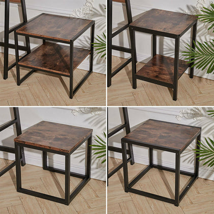 Industrial Side End Coffee Table Sofa Bedside Lamp Stand Rustic Wood Metal Table