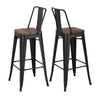 Rustic Industrial Bar Stool Wooden Seat Shabby Vintage Chic Kitchen Chairs Black