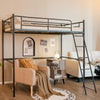 3.5FT Single Metal Loft Bed Frame High Sleeper Bunk Bed Study Desk Cabin Bed