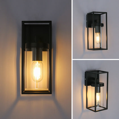 LED Rectangular Wall Light Sconce Clear Metal Lantern Up Dwon Light Lamp Fixture