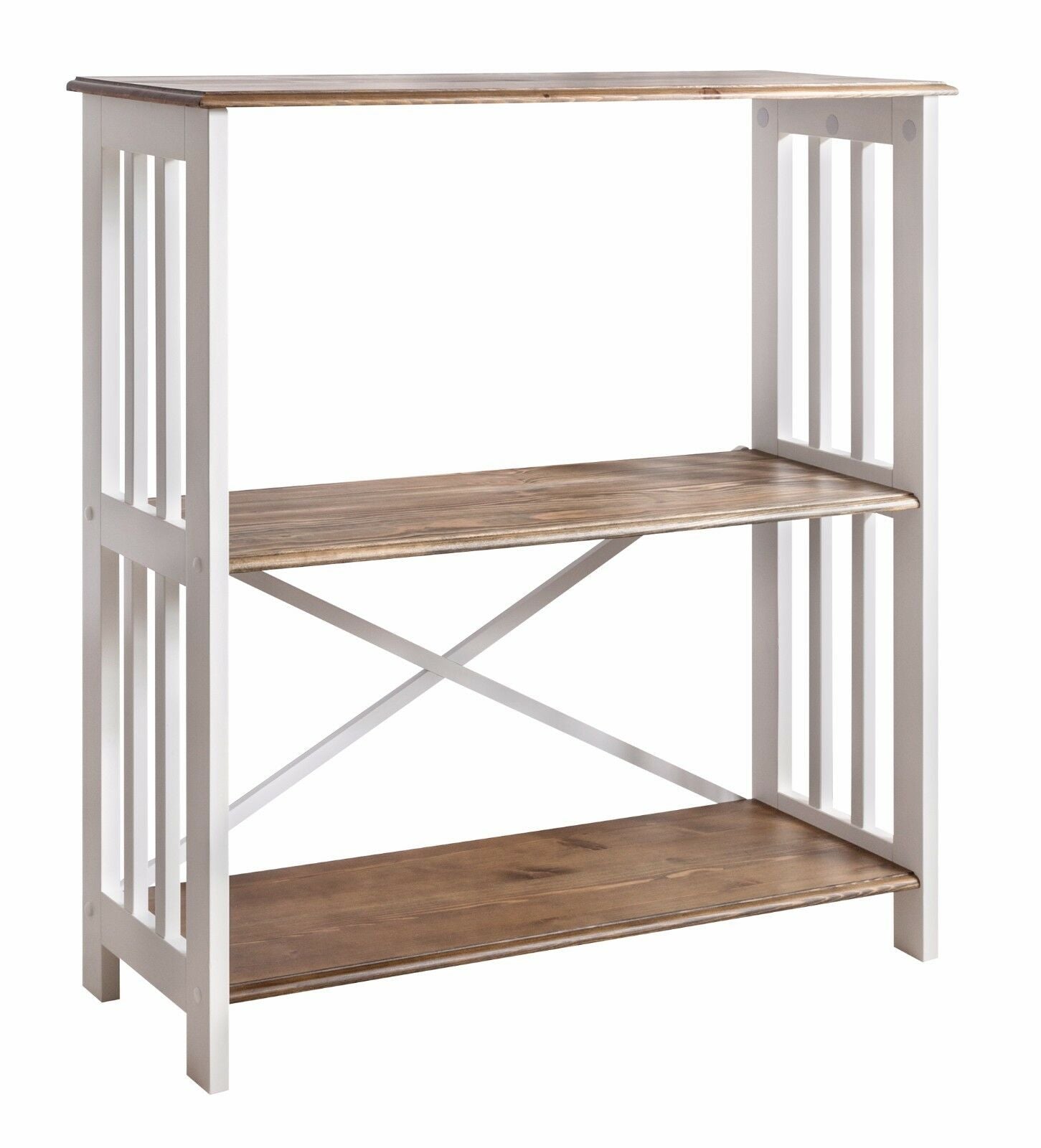 Bookshelf Display Unit Bookshelves in White & Dark Pine Canterbury