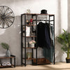 Industrial Bedroom Open Wardrobe Clothes Rail Rack Rustic Wood Metal Frame Shelf