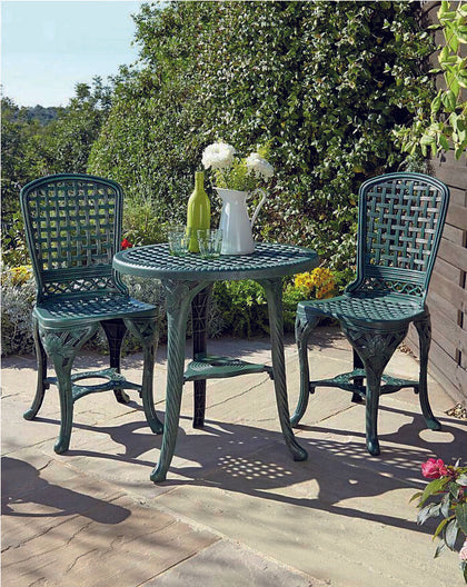 3 PCS GARDEN PATIO BISTRO TABLE & 2 CHAIRS OUTDOOR FURNITURE DINING SET - GREEN