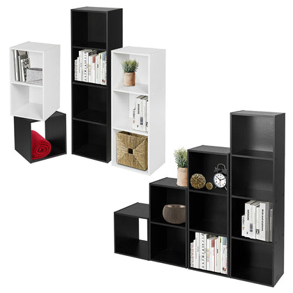 1-4 Shelf Storage Unit Tier Wooden Bookcase Cube Shelving Display Shelves Wood
