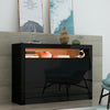 Modern Black High Gloss 3 Doors Sideboard Cabinet Cupboard with RGB LED Lights