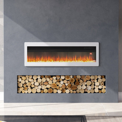 40Inch Electric Fireplace LED Wall Mounted Insert Freestanding Glass Heater Fire