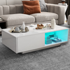 High Gloss LED Coffee Table Wooden Drawer Storage Modern Living Room Furniture