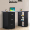 120cm Computer Desk PC Table Workstation w/ 3 Shelf & Drawers Black