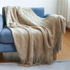 100% Acrylic Knit Throw Blanket Warm Decor Blanket with Tassels for Couch Bed