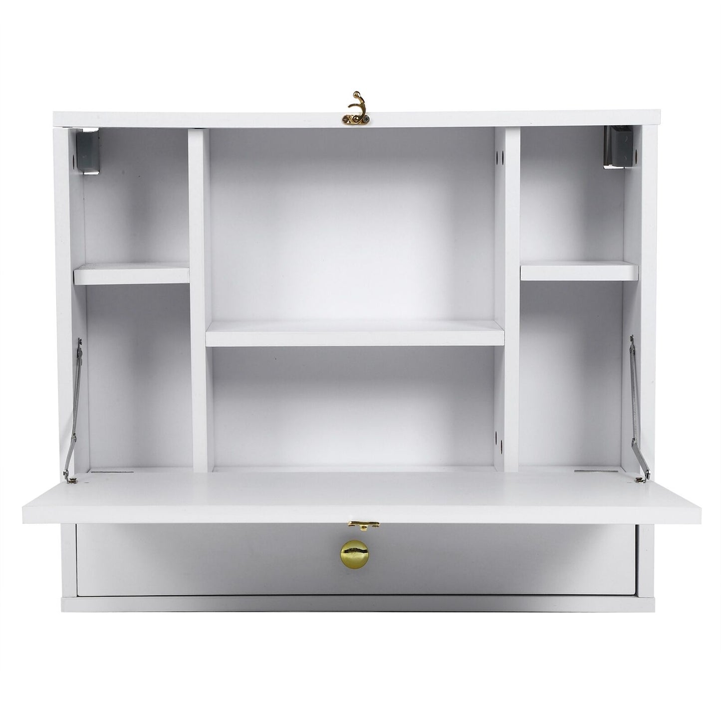 Wall-Mounted Home Office Computer Desk Dressing Table Cabinet with Shelves mMDF