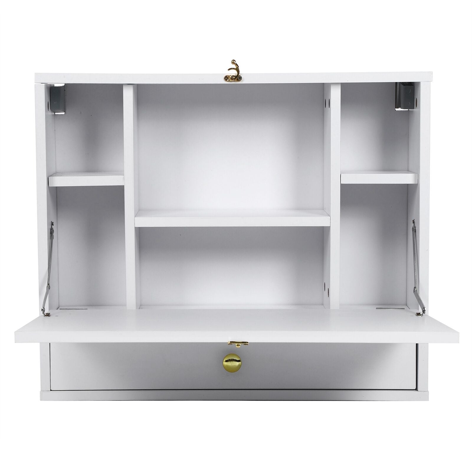 Wall-Mounted Home Office Computer Desk Dressing Table Cabinet with Shelves mMDF
