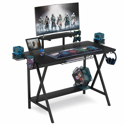 Tribesigns Computer PC Desk Gaming Desk Writing Workstion Study Table with Hutch
