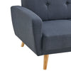 3 Seater Sofa Bed Charcoal Fabric Wooden Legs Cushioned Comfortable Sofabed