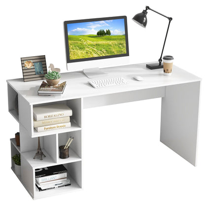 Modern Home Office Desk 140cm Computer Desk Study Writing Table with Bookshelf