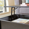 Black Wooden Coffee Table With Lift Up Top Storage Area and Magazine Shelf