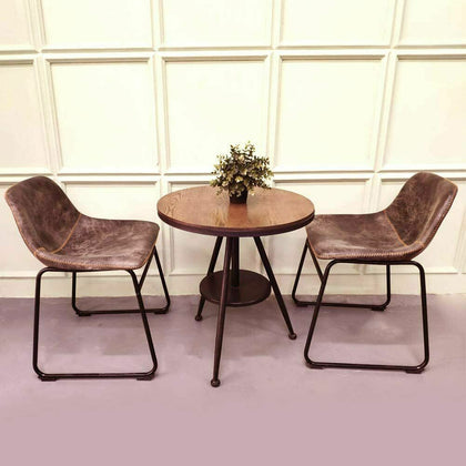 2PCS Rustic Retro Leather Bar Stools Dining Kitchen Pub Counter High Back Chair