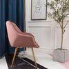 2Pcs Blush Pink Velvet Dining Chairs Accent Upholstered Kitchen Seat Metal Legs