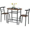 Small Table And 2 Chairs Breakfast Bar Kitchen Dining Room Furniture Set Brown