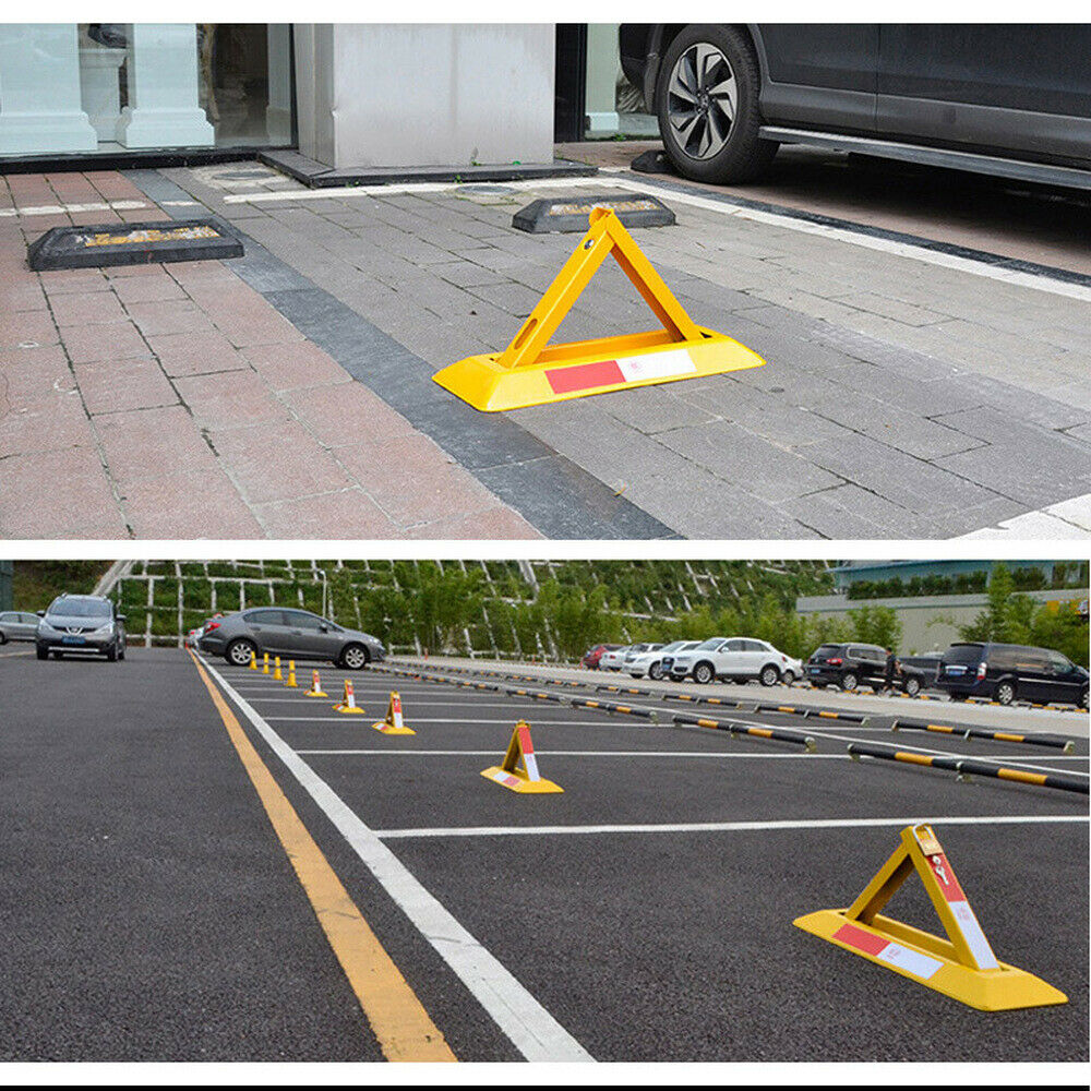 HEAVY DUTY FOLDING AUTO PARKING BARRIER BOLLARD SECURITY CAR PARK POST LOCK SET