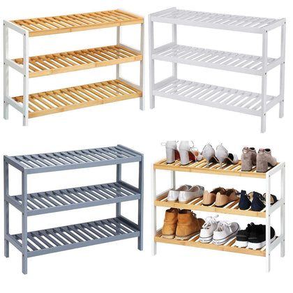 3 Tier Wooden Bamboo Shoe Rack Storage Holder Stand Shelf Organiser Unit