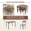 Dining Table and Chairs Set Wooden Steel Frame 2/4 Seat Modern Kitchen Set Brown