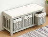 Painted Wooden Hallway Bench Seat 3 or 2 Baskets Pull-Out Storage Cushioned Top
