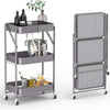 3 Tier Kitchen Trolley On Wheels Folding Rolling Cart Storage Rack With Handle