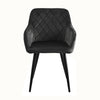 Set of 2 Kitchen Dining Chairs Grey Diamond Velvet Padded Armchairs Metal Leg