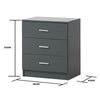 Rio Costa 3 Drawer Bedroom Cabinet Bedside Chest Of Drawers Dark Grey