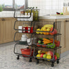 Mobile Kitchen Vegetable Fruit Storage Rack Stackable Metal Wire Basket Holder