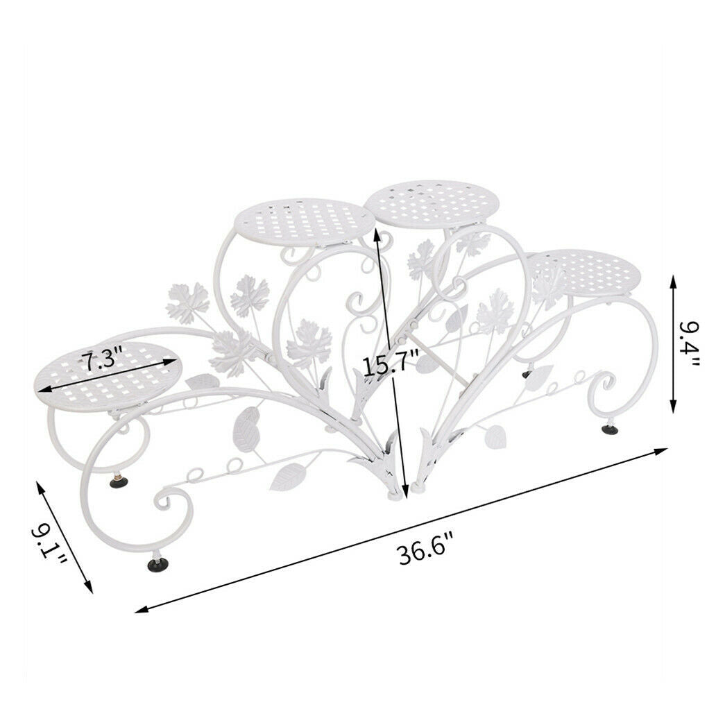 Set of 2 Flower Holder Rack Elegant Swan Shape Plant Stand Planter Support Shelf