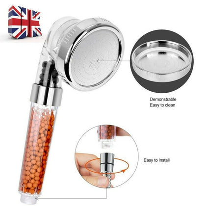 High Pressure HandHeld Shower Head 3 Way Filtered Rainfall Spa Water Saving 2021