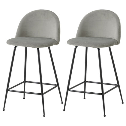 2er Barstool Breakfast stool Metal+Velvet Counter Bar Chair Faux Bar Stool