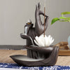 Ceramic Lotus Waterfall Smoke Backflow Incense Burner Holder Home Decoration UK