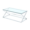 Rectangular Glass Coffee Table Sofa Side Living Room Furniture Chrome Sliver NEW