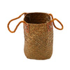 Small Seagrass Bucket Flower Plant Storage Rattan Woven Wicker Basket Pot Decor
