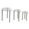 Nest of 3 Side Table End Table Glass Metal Legs Nesting Tables Living Room Heart