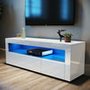 White TV Unit Cabinet LED Living Room Set Entertainment Modern High Gloss Stand