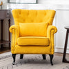 Chesterfield Linen Fabric Armchair Buttoned Wing Back Chair Queen Anne Sofa Seat