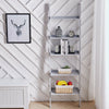 5 Tier Ladder Shelving Unit Wall Leaning Wood Bookcase Book Shelf Storage Stand