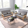 Mondeer 2 Seater Armchair Couch Sofa Wooden Fabric Linen w/cushion Lounge Grey