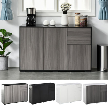 Push-Open Side Cabinet with 2 Drawer 2 Door Cabinet for Home Office