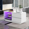 WOODEN LED COFFEE TABLE WITH STORAGE 2 DRAWERS LIVING ROOM FURNITURE HIGH GLOSS
